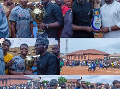 Iya Meta 6-A-Side: Olufade Receives Award For Outstanding Support, Presents Trophy To Bense FC After 1-0 Victory