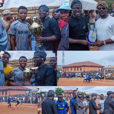 Iya Meta 6-A-Side: Olufade Receives Award For Outstanding Support, Presents Trophy To Bense FC After 1-0 Victory