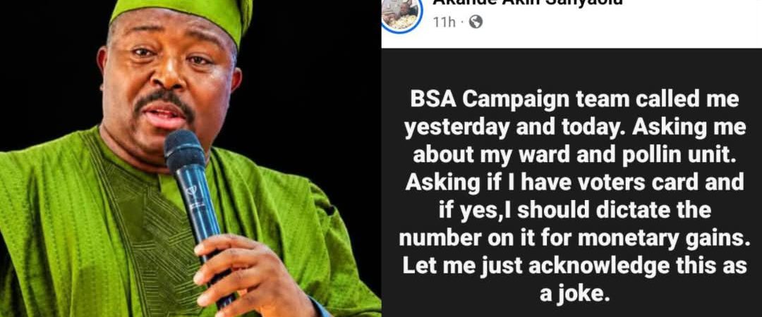 Oyo 2027: Facebook User Raises Alarm Over Alleged Solicitation Of PVC Numbers By BSA’s Campaign Team